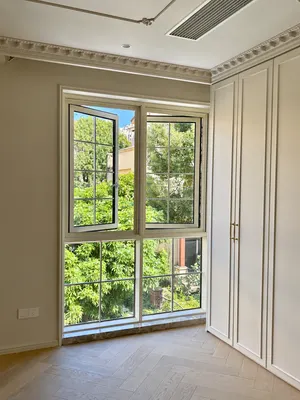 CW03 · Cream white — Paired casements · lower fixed glazing