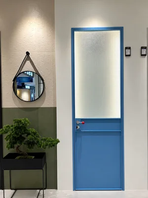 DG12 · Blue — Panelled base · square-pattern glass