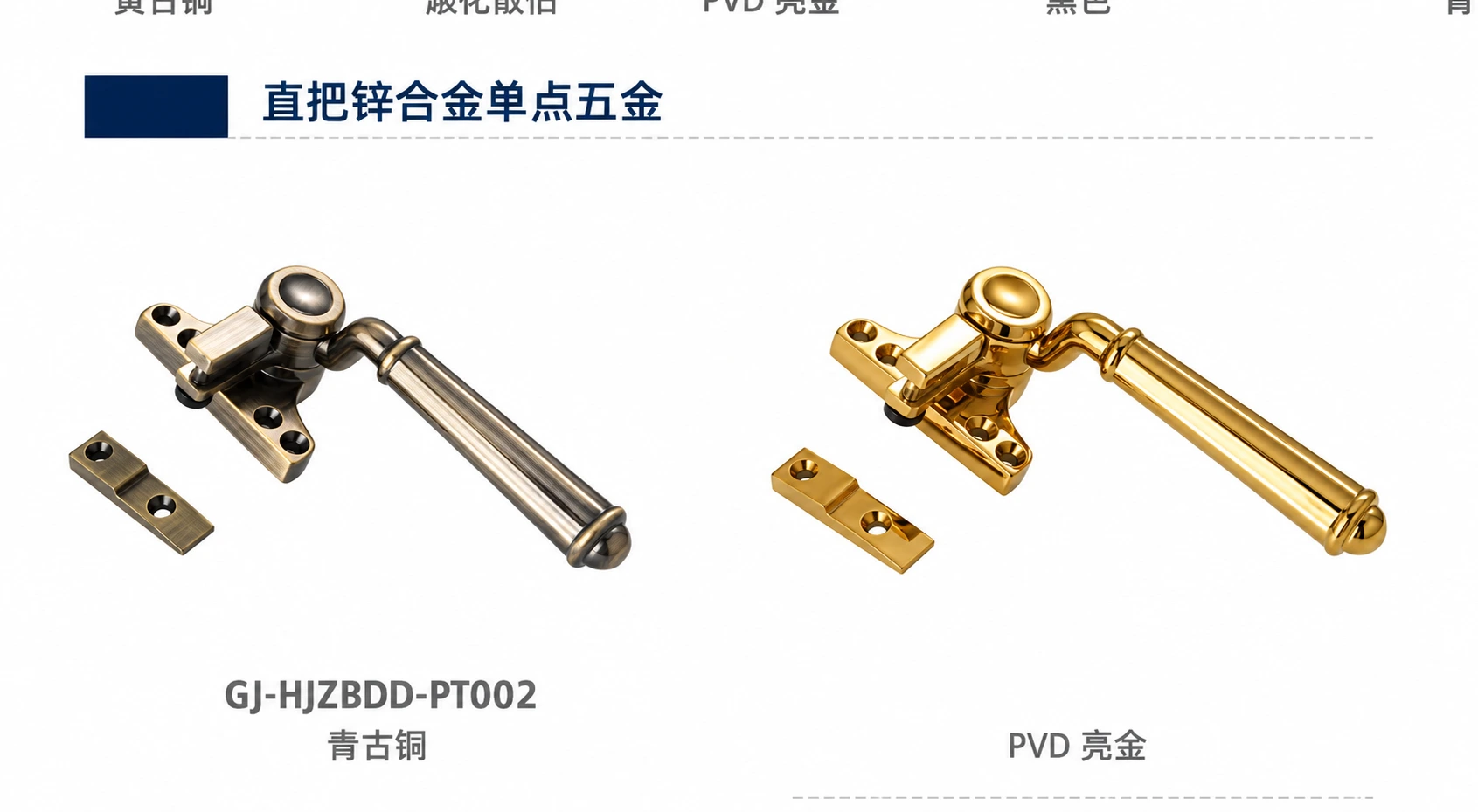 HW16 · Straight-handle zinc-alloy single-point hardware · Bronze tone · GJ-HJZBDD-PT002