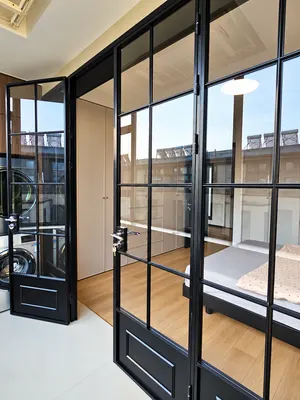 HF09 · Black — Room connection · grid glazing