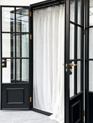 RD02 · Black — Open double doors · panelled lower sections