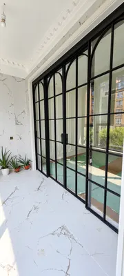 FS01 · Black · arched grid — Sliding door style reference