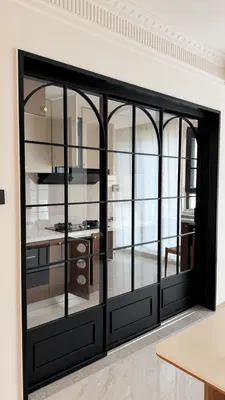 FS07 · Black · arched kitchen grid design — Sliding door style reference