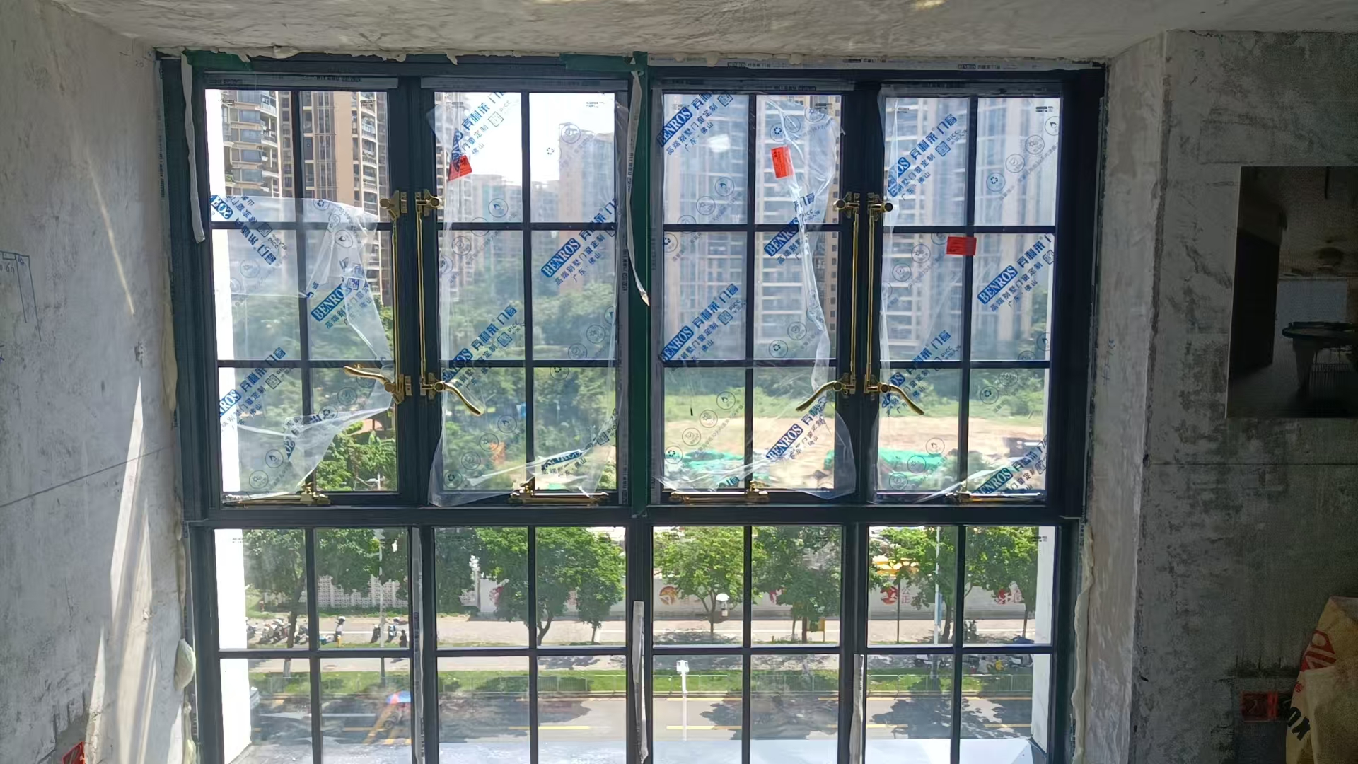 High-rise apartment windows